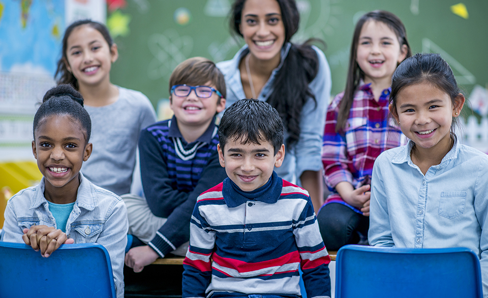 school children smiling