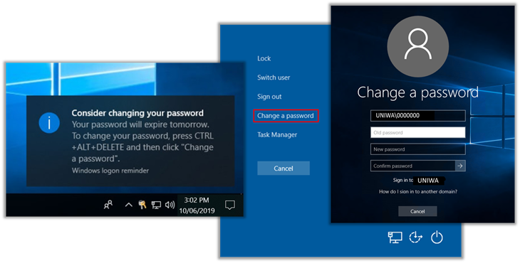 Changing your password with Windows 10