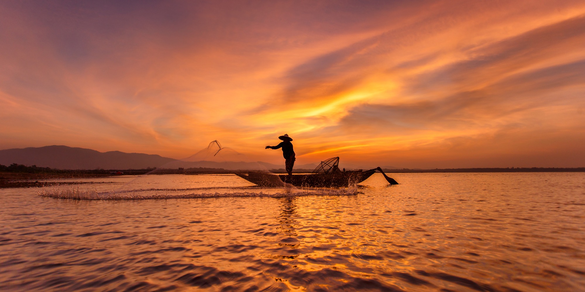 Fisherman at sunset