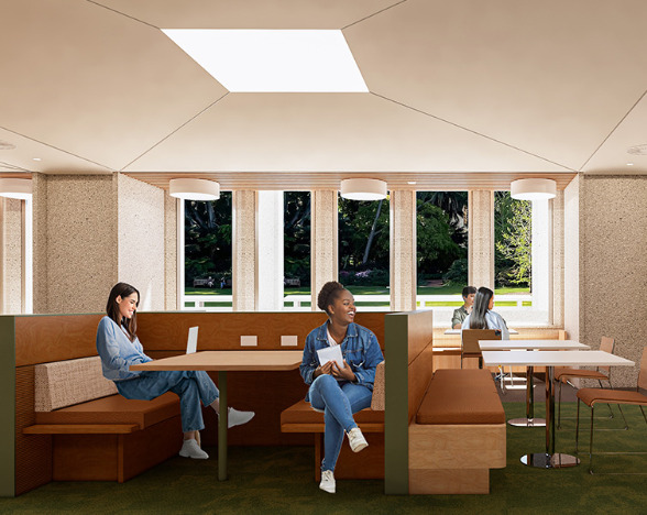 Artist rendering of Reid Library booths