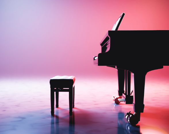 piano and piano bench on stage