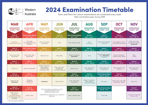image of the 2024 examination timetable