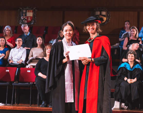 Student receiving degree