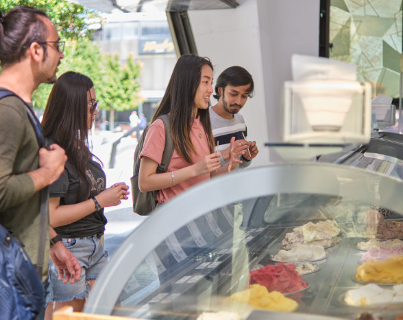 Students at ice cream stall