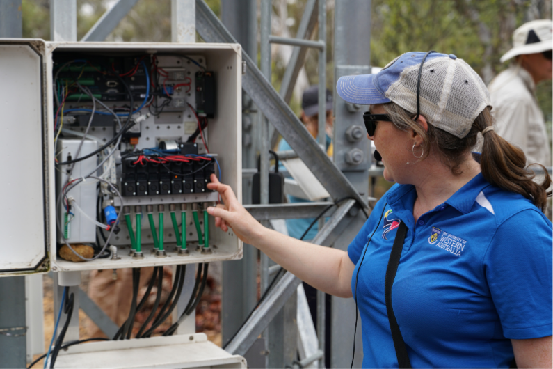 UWA researcher in the field at a flux tower