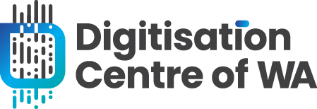 Logo of the Digitisation Centre of Western Australia (RGB colour mode). This version has been approved by the Steering Committee of the DCWA.