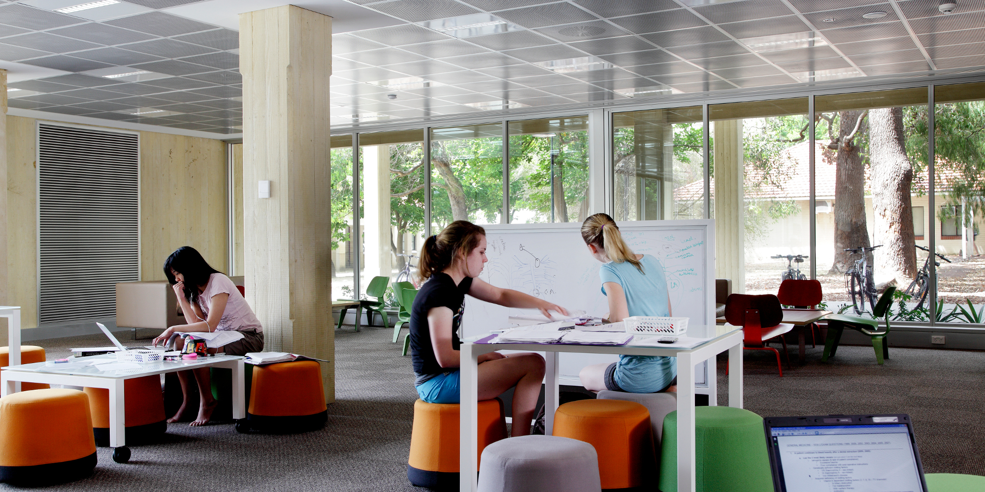 Students studying at Barry J Marshall Library