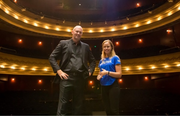 theatre interior with 2 people