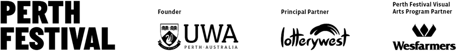 Logos for Perth Festival, UWA, Lotterywest and Wesfarmers