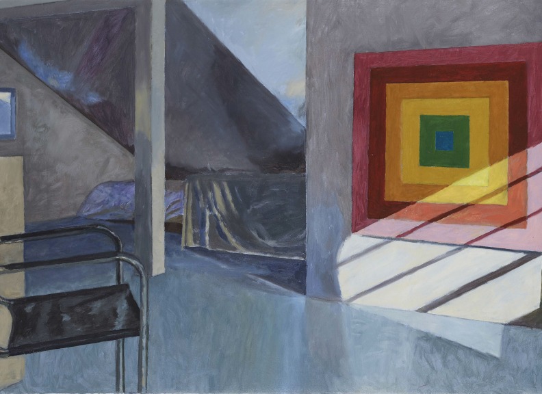 Kevin Robertson, Studio interior with colour-scale paintings (detail), 2014