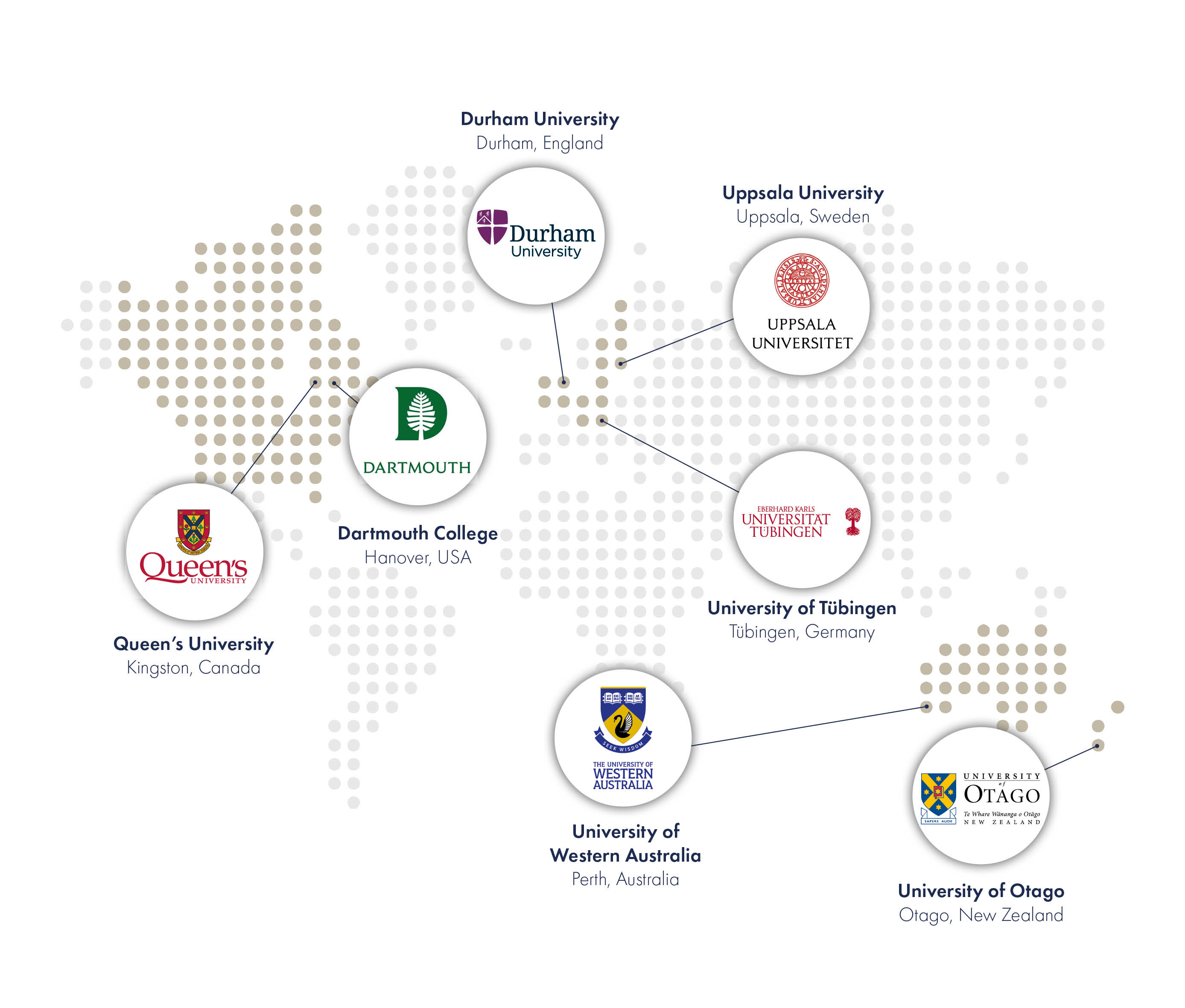 Map of Matariki Network of Universities partners
