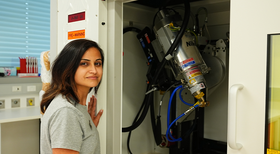 Diana Patalwala, from UWA's Centre for Microscopy, Characterisation and Analysis, and the CT scanner 