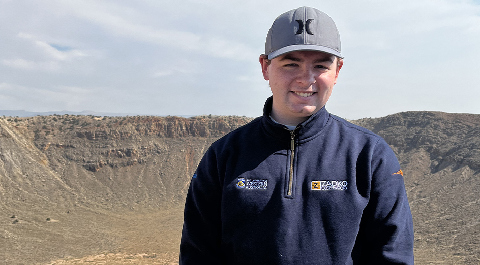Ben Linsten at a crater in North Arizona