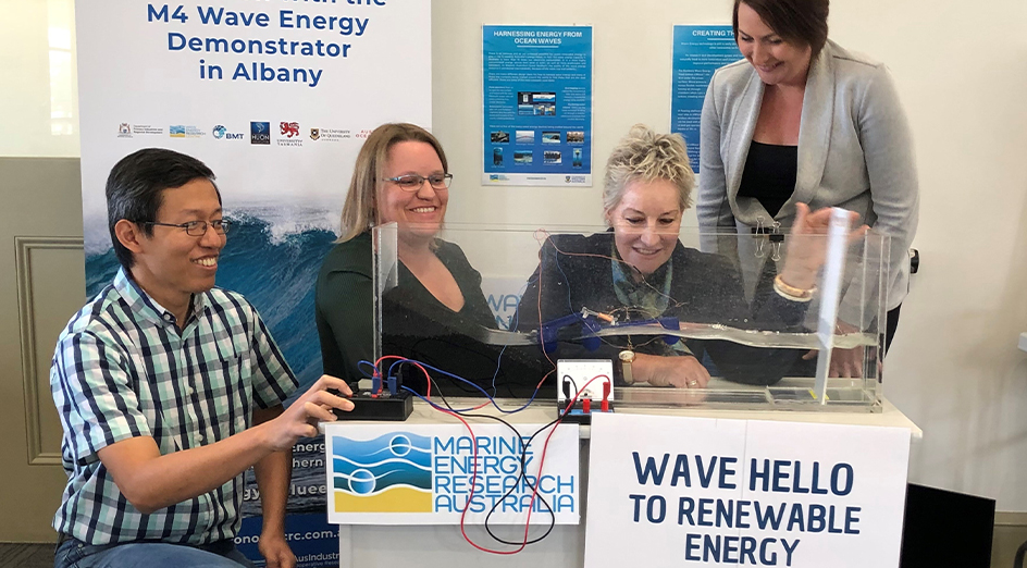 MERA Research Fellow Dr Adi Kurniawan, Centre Manager Dr Wiebke Ebeling, Hon Alannah MacTiernan MLC, Member for Albany Rebecca Stephens MLA