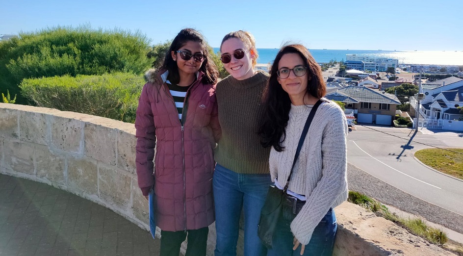 Linguistics students left to right Daniella Esha Fernandes, Khatijah Inayat-Hussain and Erin McFarlane