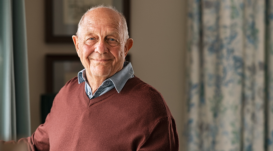 Elderly man in room 