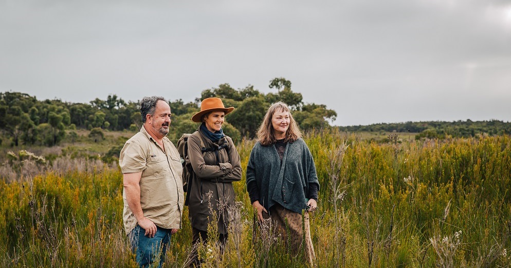 Nicki Mitchell with researchers