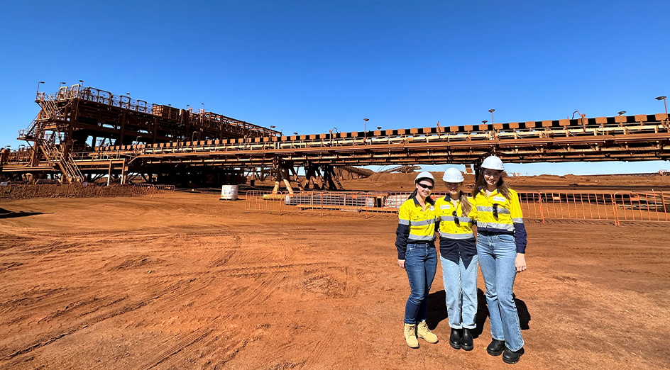 UWA Engineering students Grace, Ulani and Karla visit Monadelphous project site in Port Hedland
