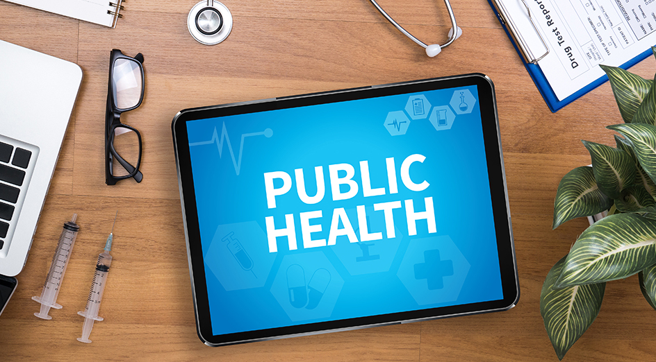 Public Health sign written on an iPad
