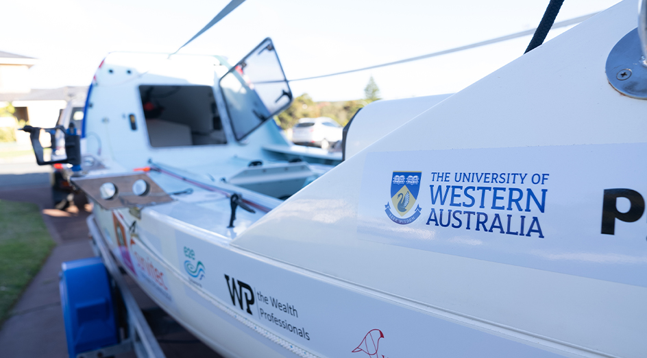 The row boat Rob Baton will use for his Indian Ocean challenge