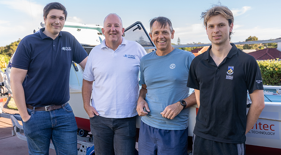 Some of the student team behind the solo boat challenge