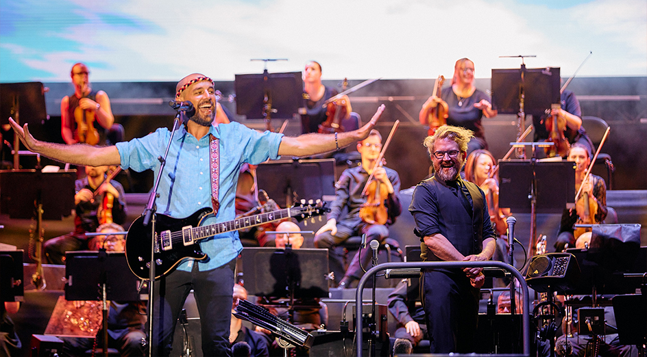 Clint Bracknell and Artistic Director Iain Grandage on stage at Under the Same Sun