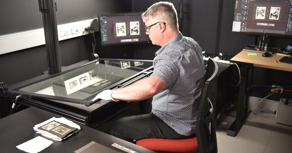 Paper archives being scanned at the Digitisation Centre of WA