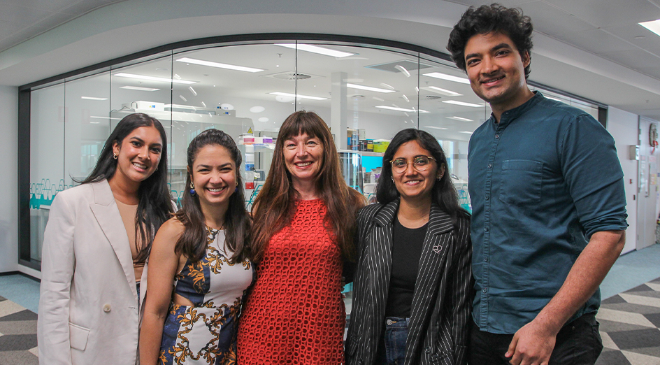 Professor Valerie, centre, and her team.