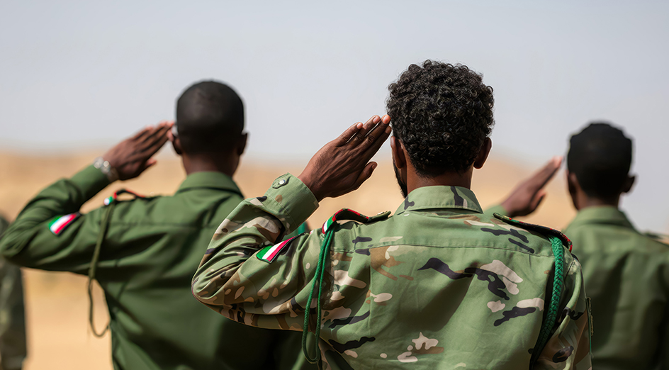 Saluting Sudanese army officials