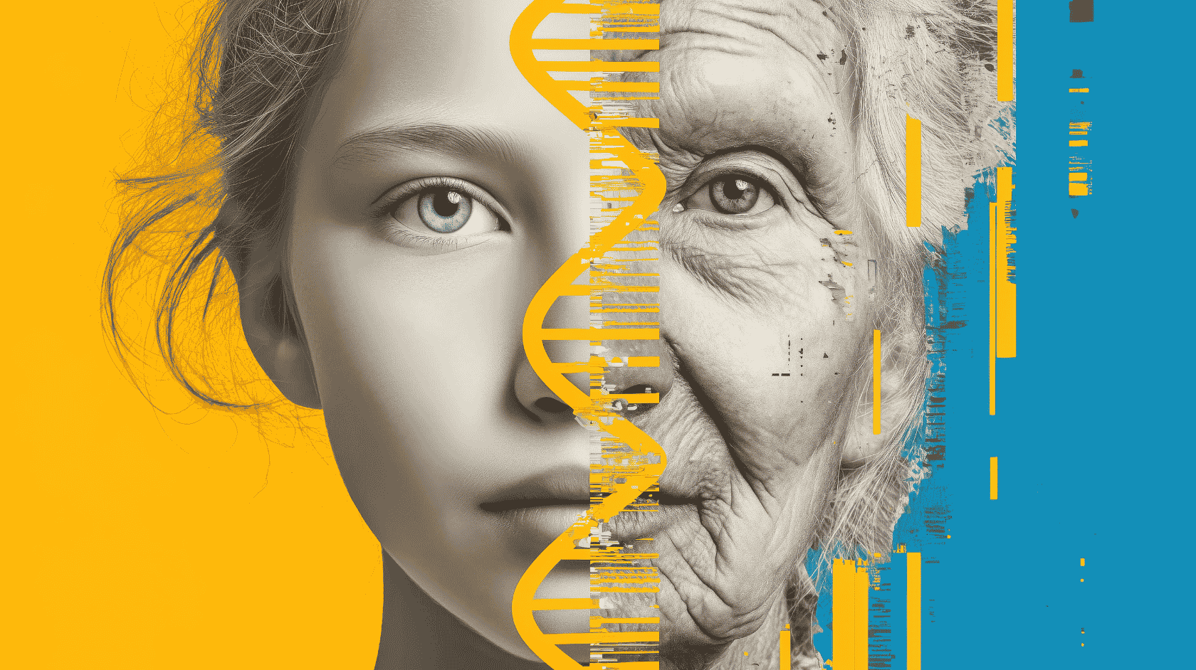 Image of two faces side by side at different ages