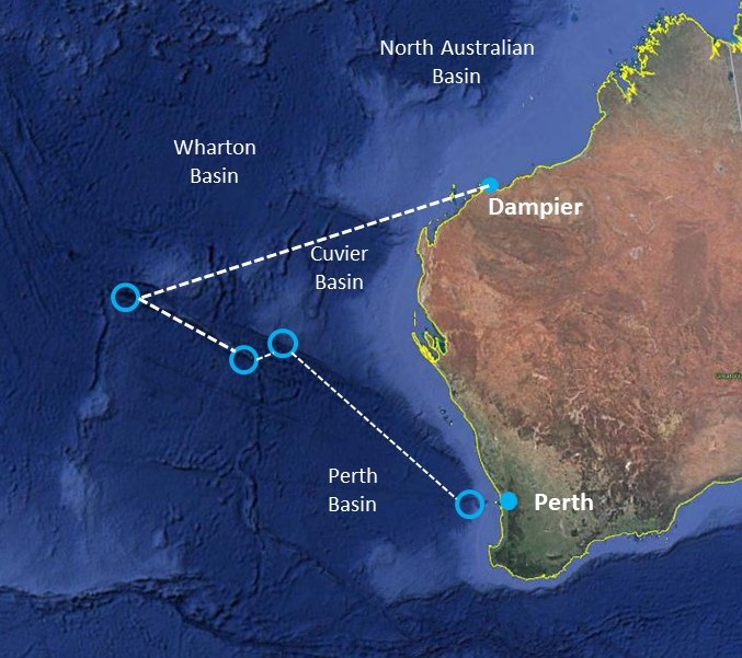 Dampier to Perth map