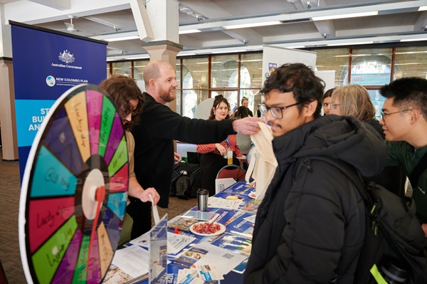 Students at an information session