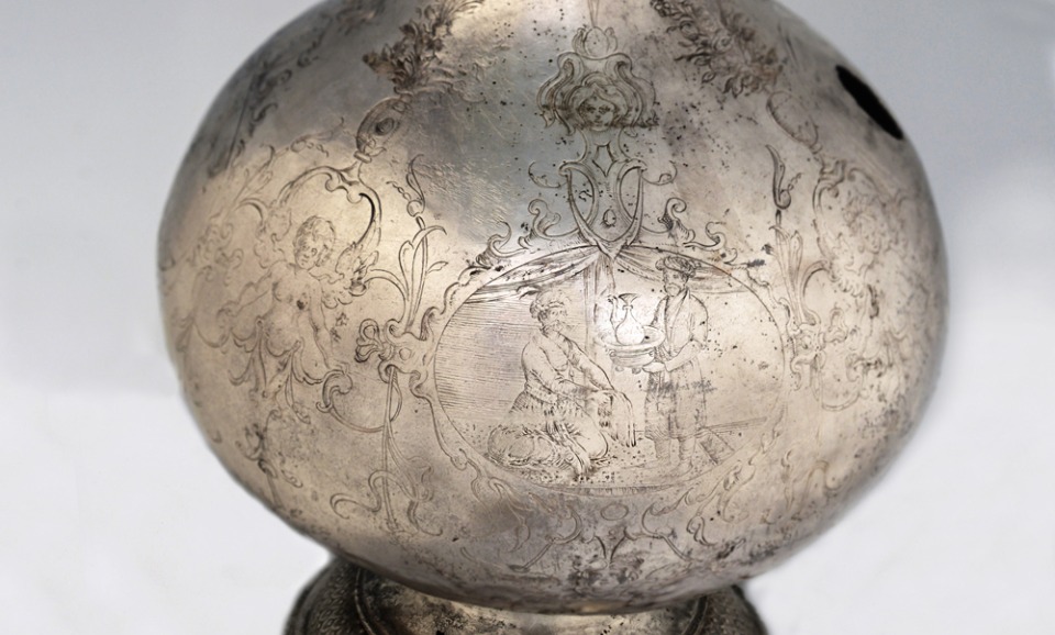 A silver ewer recovered from the Batavia shipwreck
