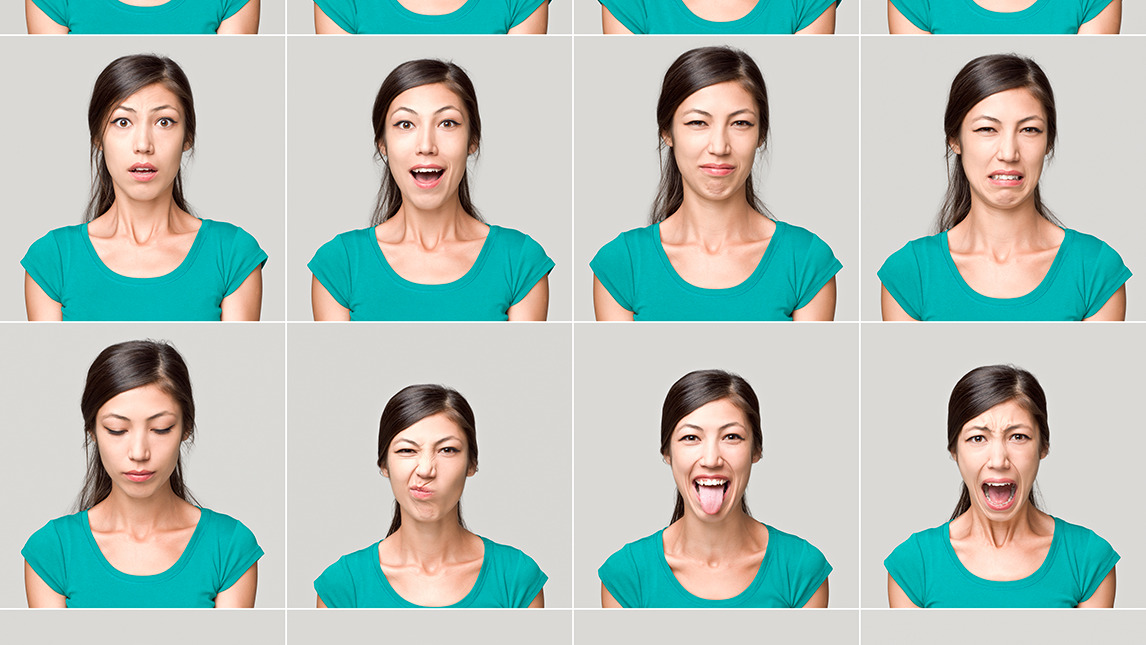 Woman pulling different faces