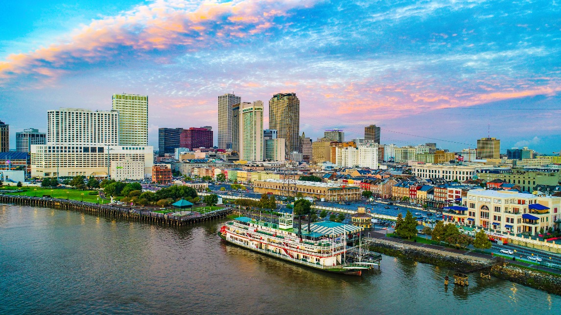 Aerial view of the New Orleans, Louisiana, USA skyline 