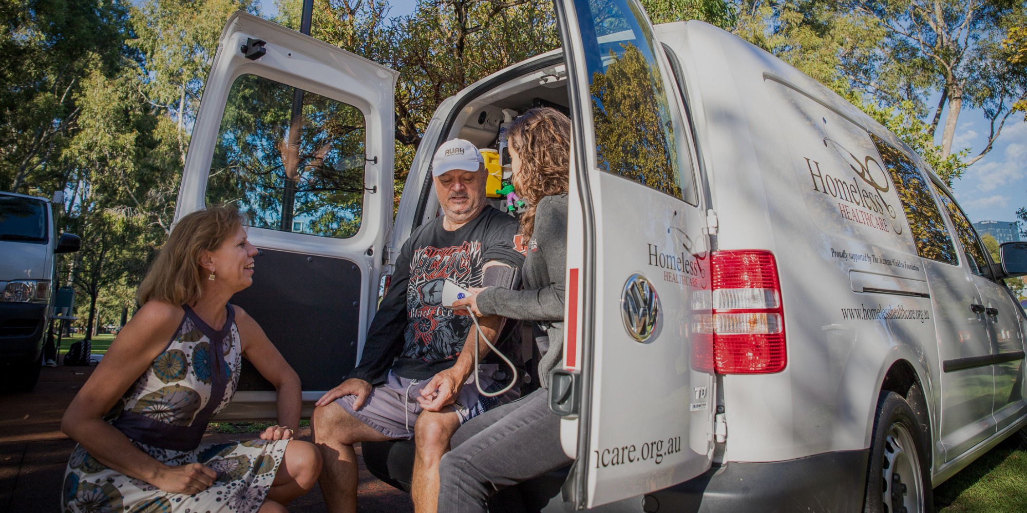 Professor Lisa Wood with the Homelessness van