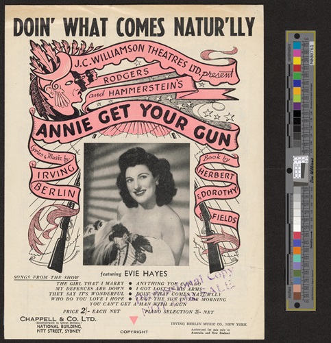 program of the show 'Annie Get Your Gun' picturing Evie Hayes