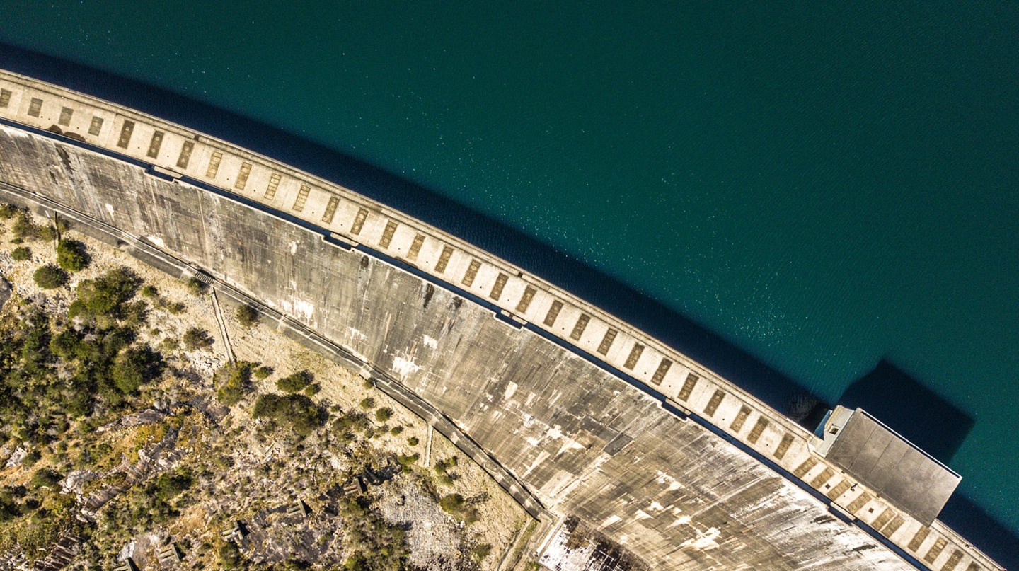Western Australian dam shot from aerial camera