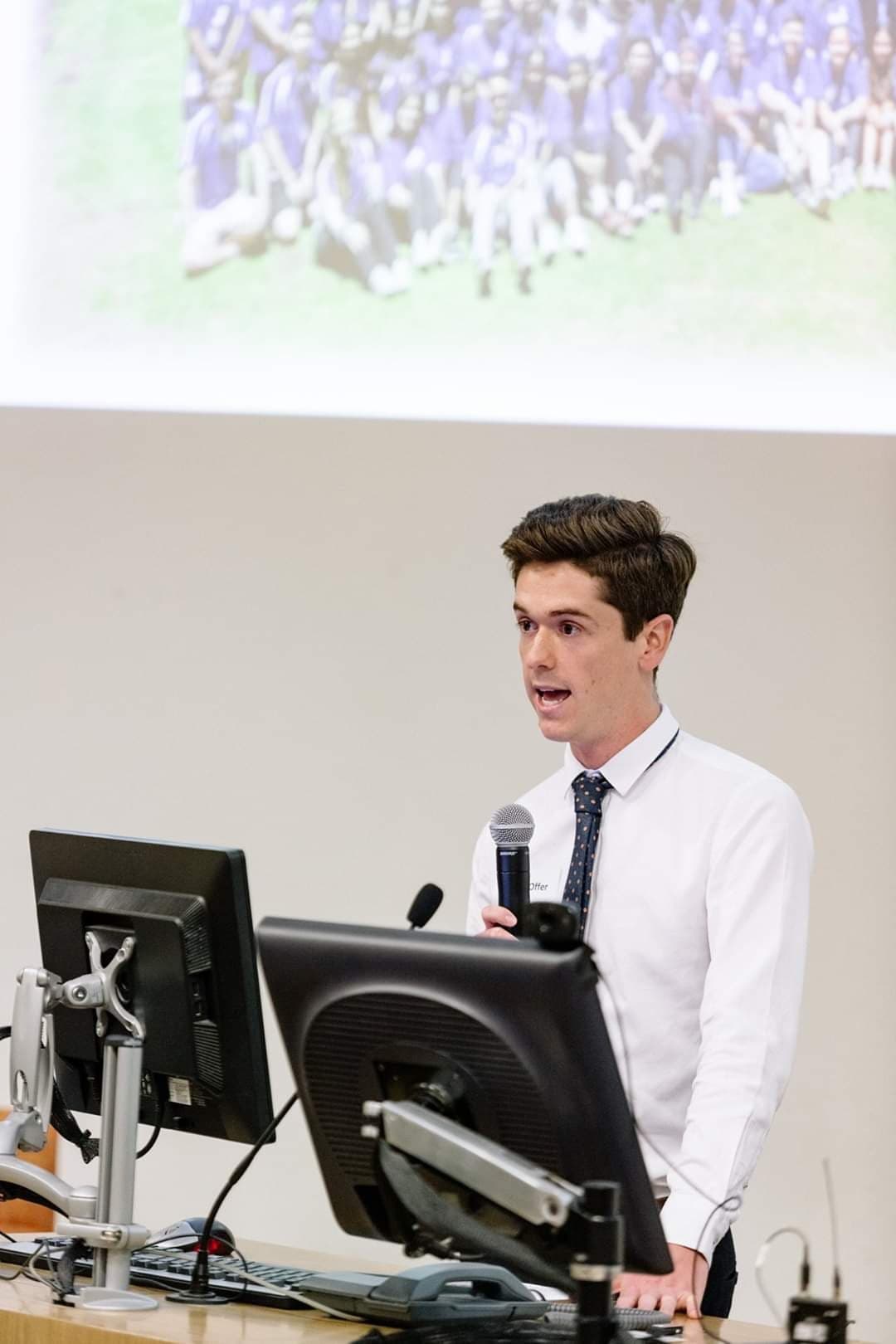 Matt Offer Fairway graduate speaking in lecture