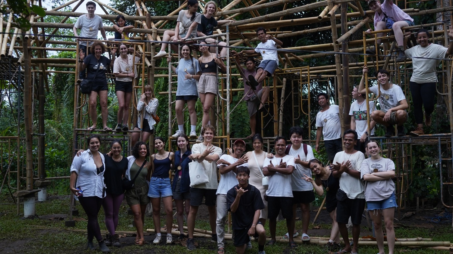 Architecture students designing with bio-materials in Bali 