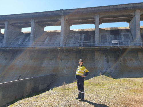 Pandora Sullivan stands in empty dam in Wester Australia