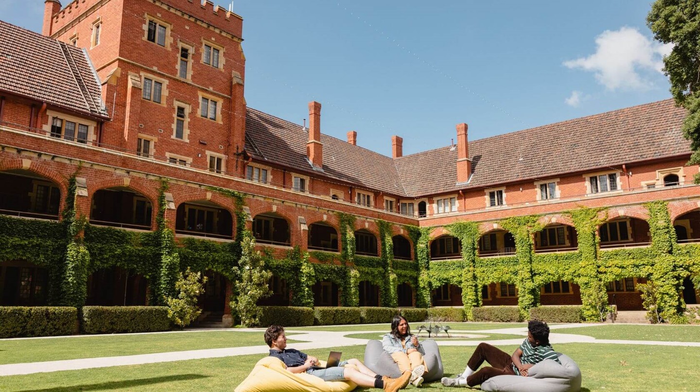 Students sitting on bean bags in College Row UWA - A guide to budgeting in Perth