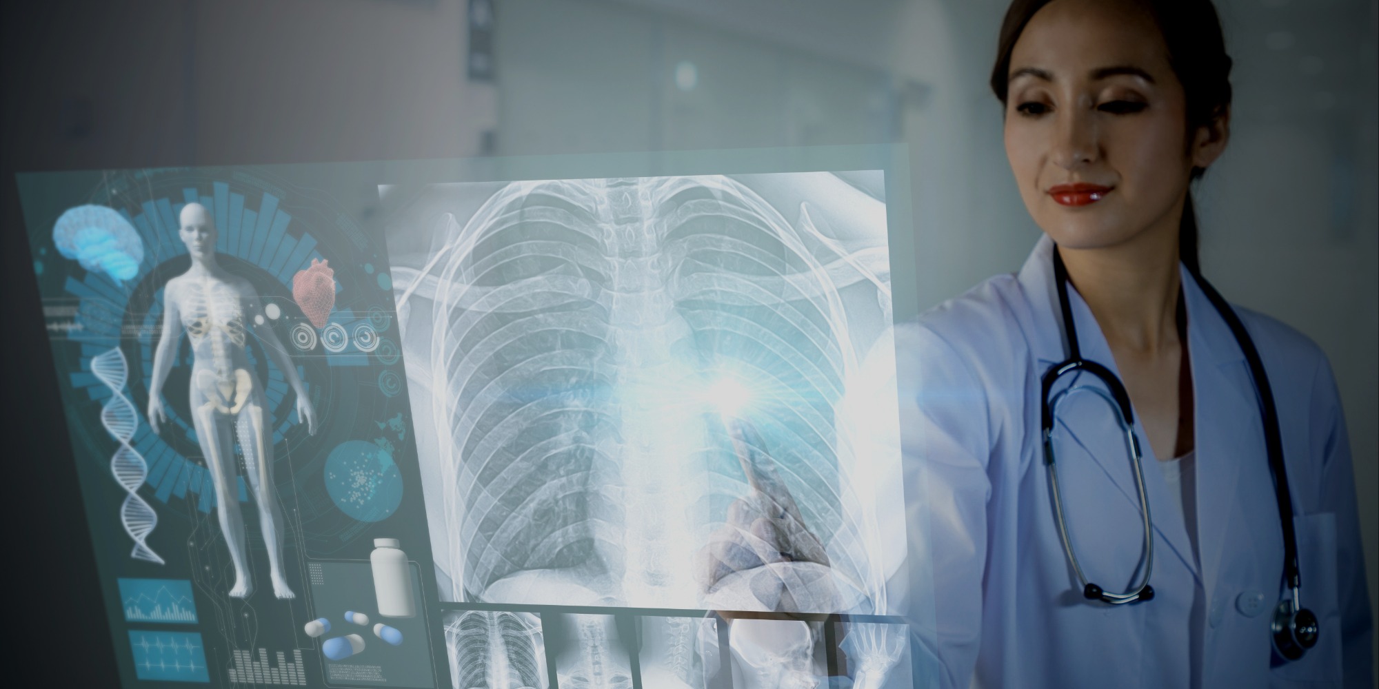 Doctor inspects x-ray