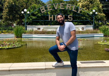 Prabh Sanghera in front of Beverly Hills sign