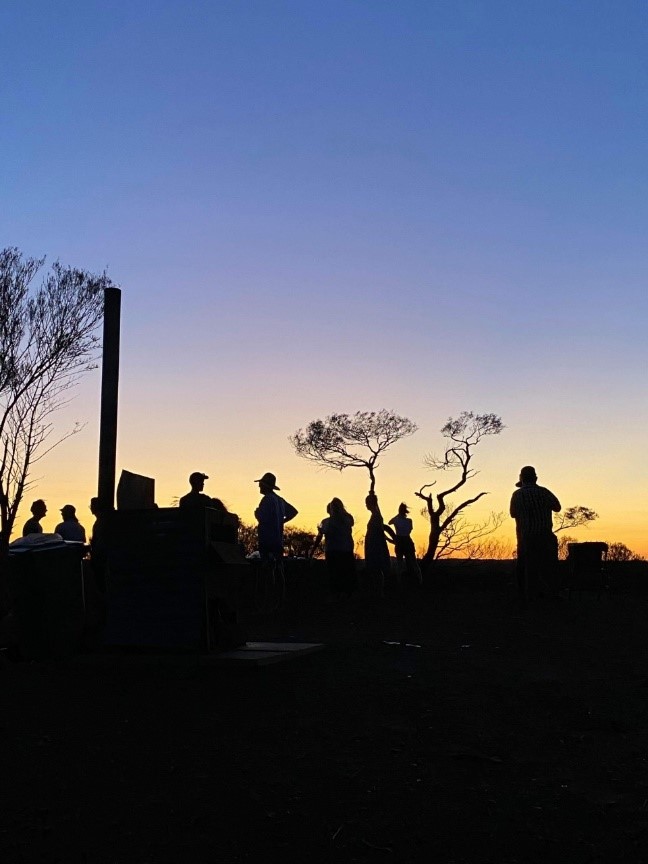 Figures at sunset