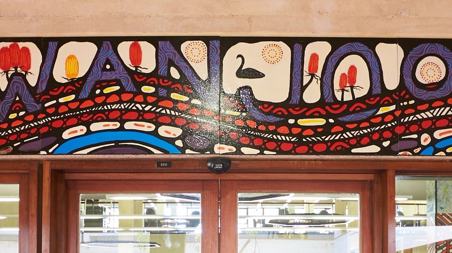 Indigenous art above UWA Law Library