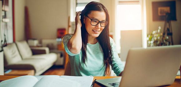 woman using laptop