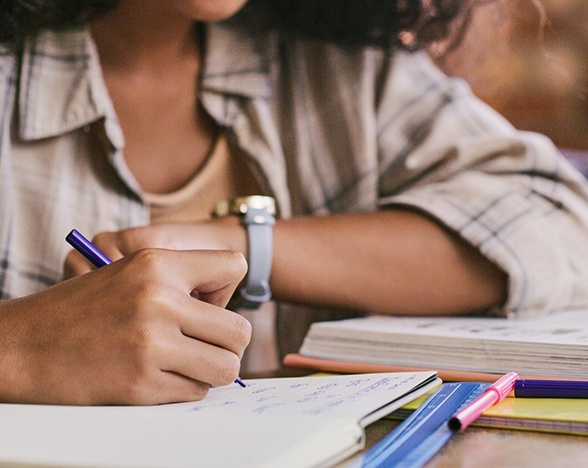 A student studying their university material