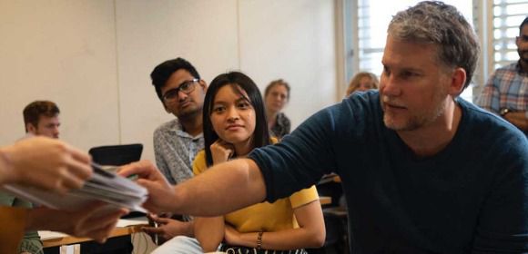 students chatting