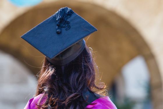 Graduand with back to camera